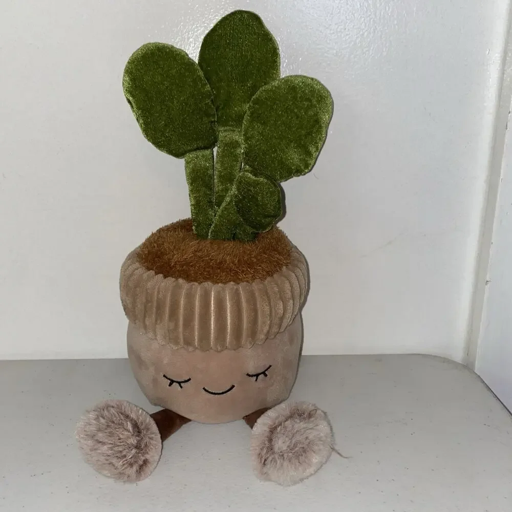 Greenhouse by Russ Plush Potted Cactus Plant Tan/Brown and Green